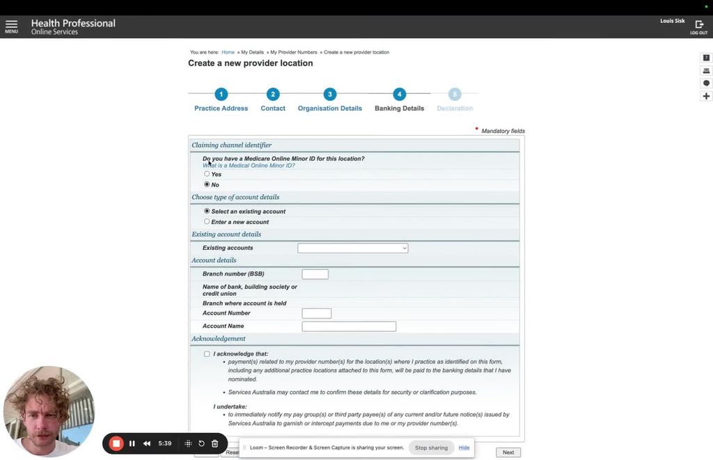 Bank Details and Submission